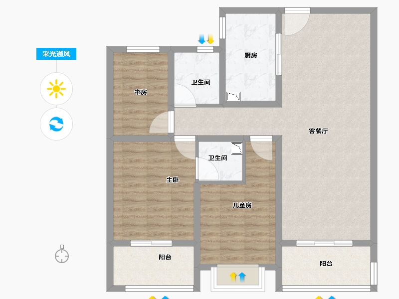 江苏省-宿迁市-朗诗玲珑郡-92.00-户型库-采光通风