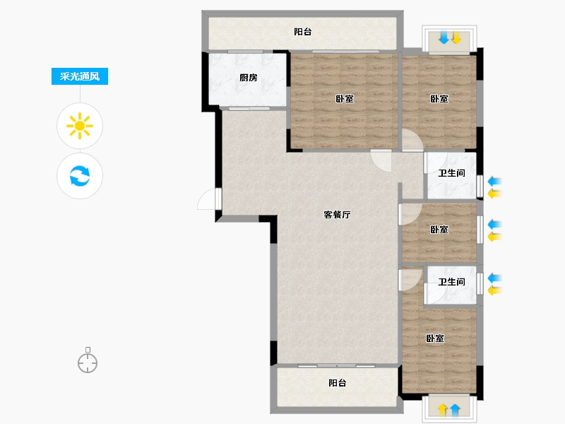 湖南省-衡阳市-幸福府邸-112.07-户型库-采光通风