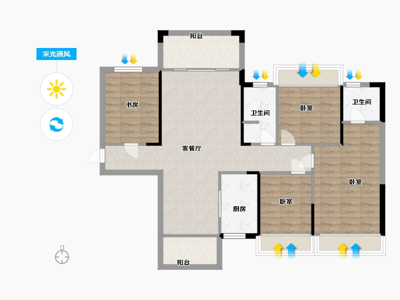 湖南省-衡阳市-阳光金城-97.00-户型库-采光通风