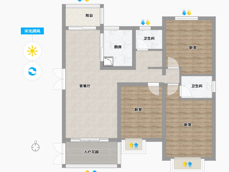 湖北省-襄阳市-东润・御江豪庭-89.95-户型库-采光通风