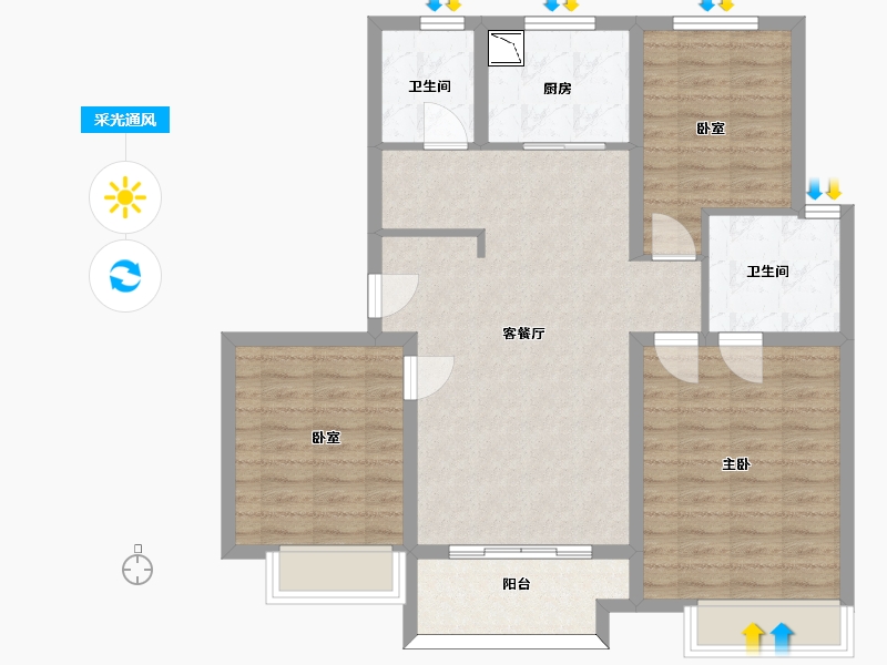 山东省-济南市-龙湖龙誉城-93.00-户型库-采光通风