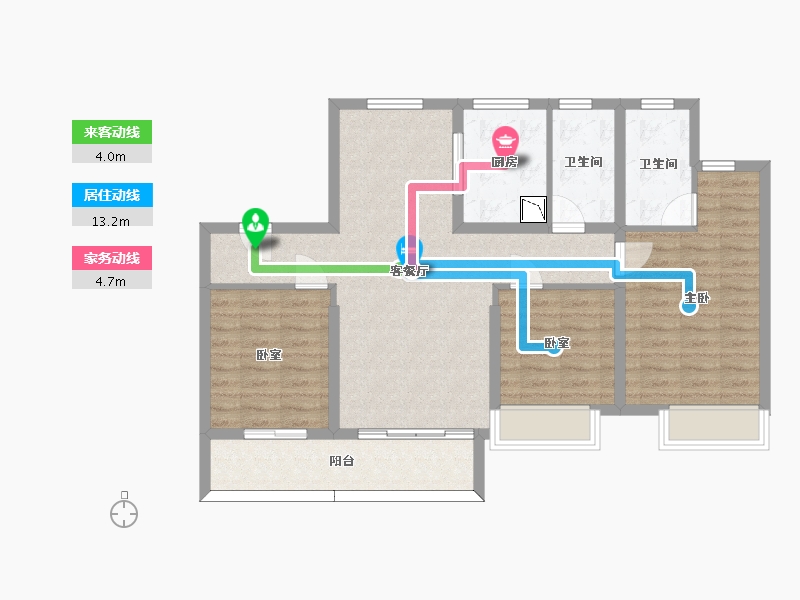 山东省-济南市-龙湖龙誉城-90.45-户型库-动静线