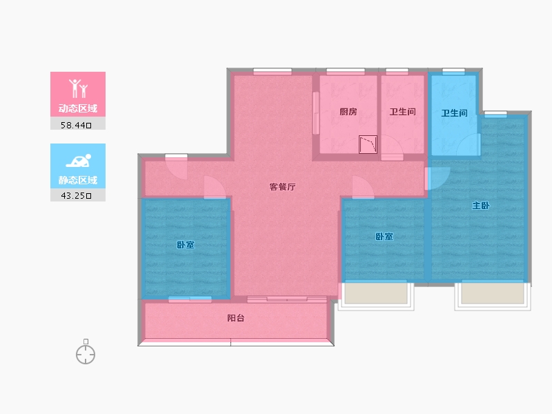 山东省-济南市-龙湖龙誉城-90.45-户型库-动静分区