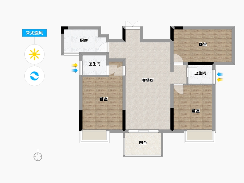 湖北省-十堰市-芳林雅苑•翡翠郡-89.73-户型库-采光通风