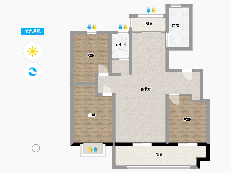 山东省-临沂市-元沃·御景苑-94.08-户型库-采光通风