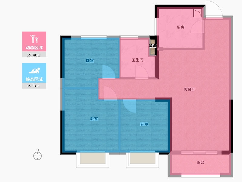 湖北省-武汉市-大华铂金瑞府三期-82.00-户型库-动静分区