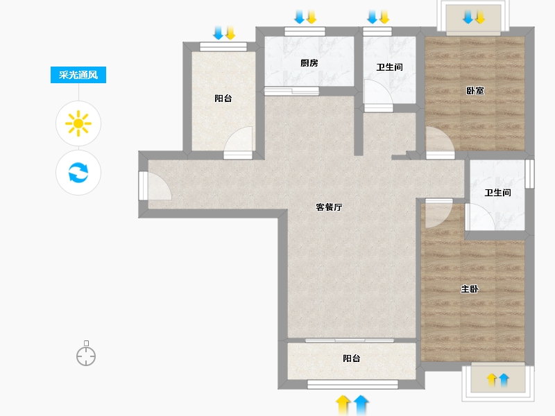 福建省-厦门市-海投湖海庄园-69.03-户型库-采光通风