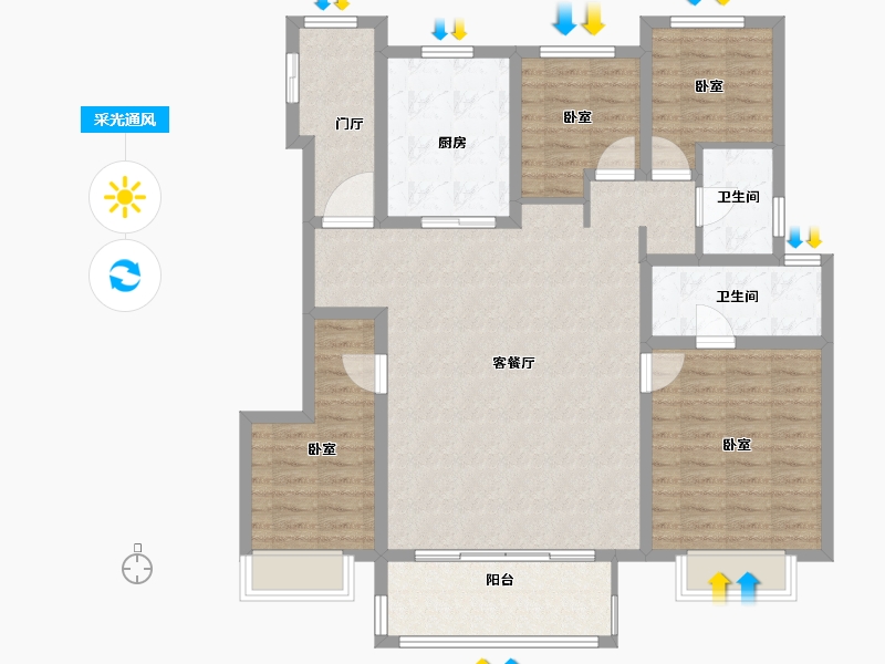 江苏省-宿迁市-新城时光印象-116.00-户型库-采光通风