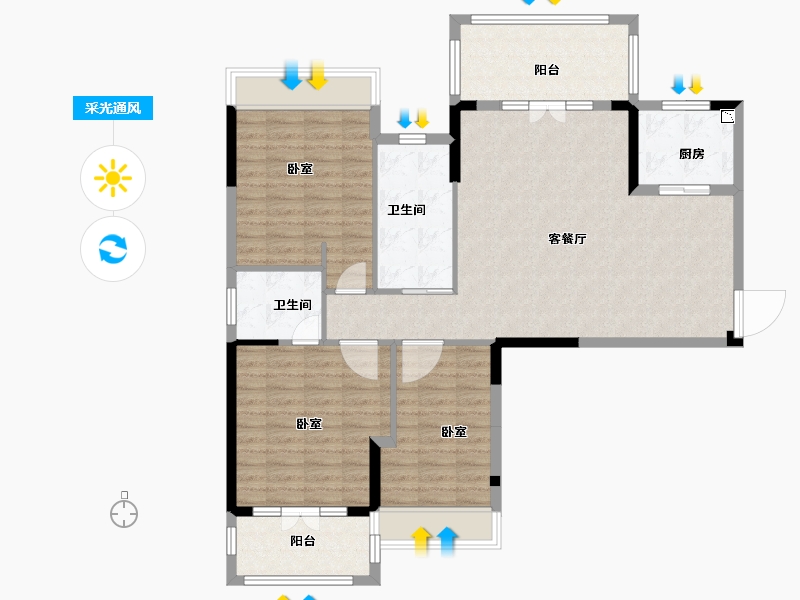 湖北省-襄阳市-盛唐国际-110.17-户型库-采光通风