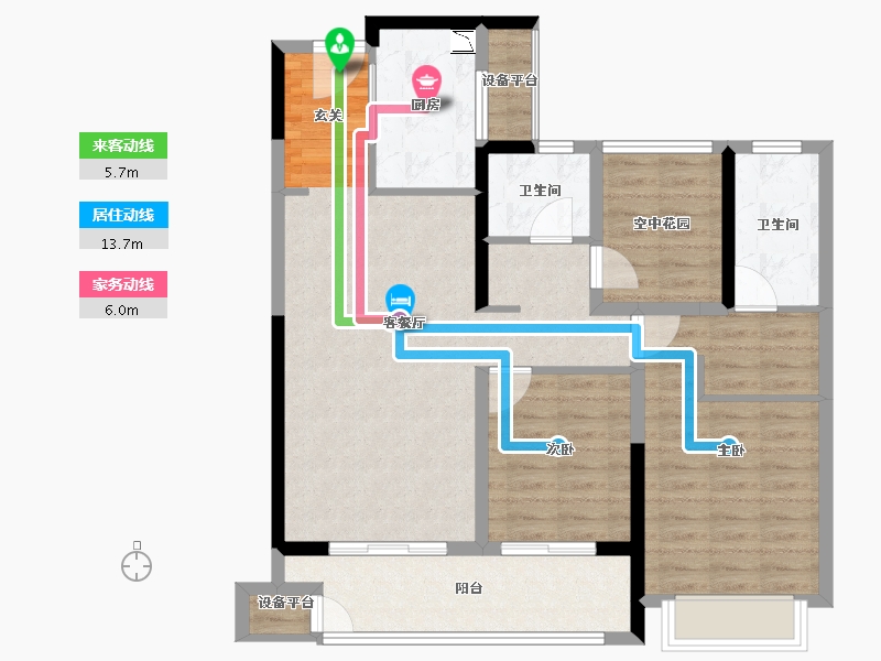 江苏省-常州市-金坛新城金郡-93.95-户型库-动静线