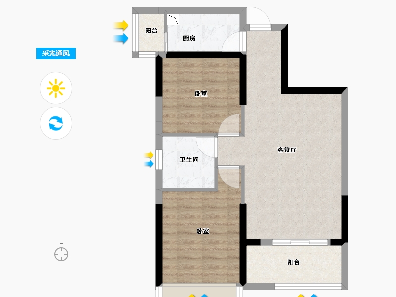 湖北省-咸宁市-鹏成·新都汇-60.61-户型库-采光通风