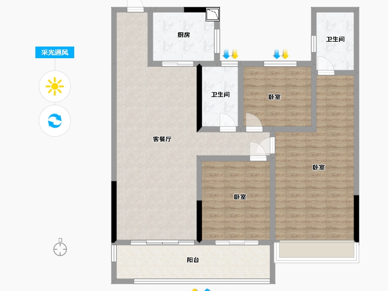 湖北省-黄石市-阳新碧桂园云境-114.42-户型库-采光通风