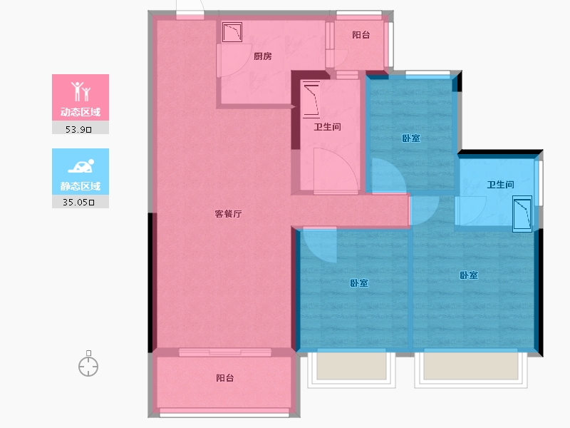 广东省-佛山市-顺德碧桂园桂澜山-78.00-户型库-动静分区