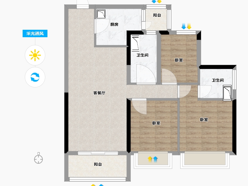 广东省-佛山市-顺德碧桂园桂澜山-78.00-户型库-采光通风