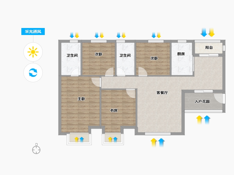 湖北省-黄冈市-麻城恒泰名仕公馆-95.33-户型库-采光通风