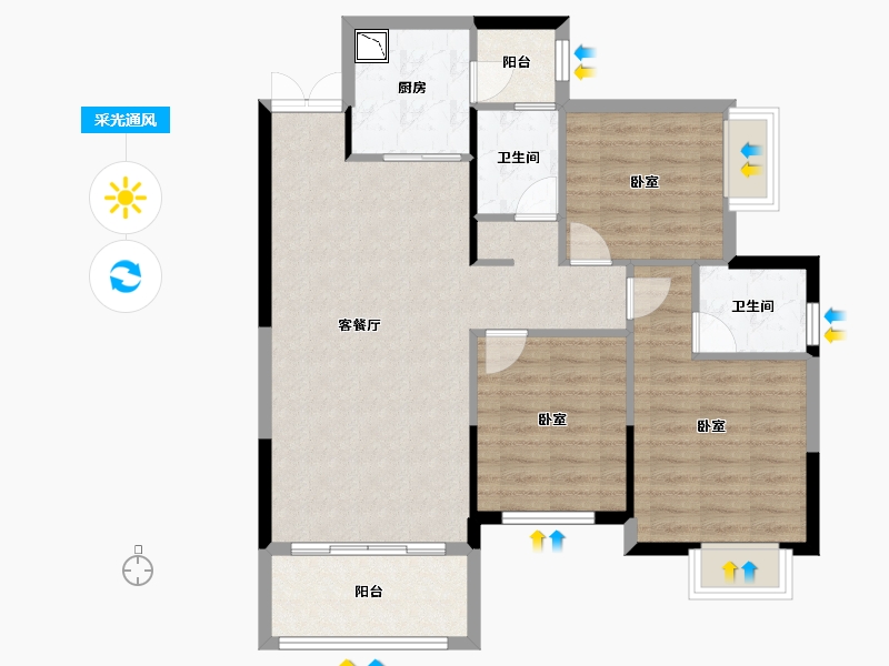 湖南省-株洲市-华晨神农府-87.55-户型库-采光通风