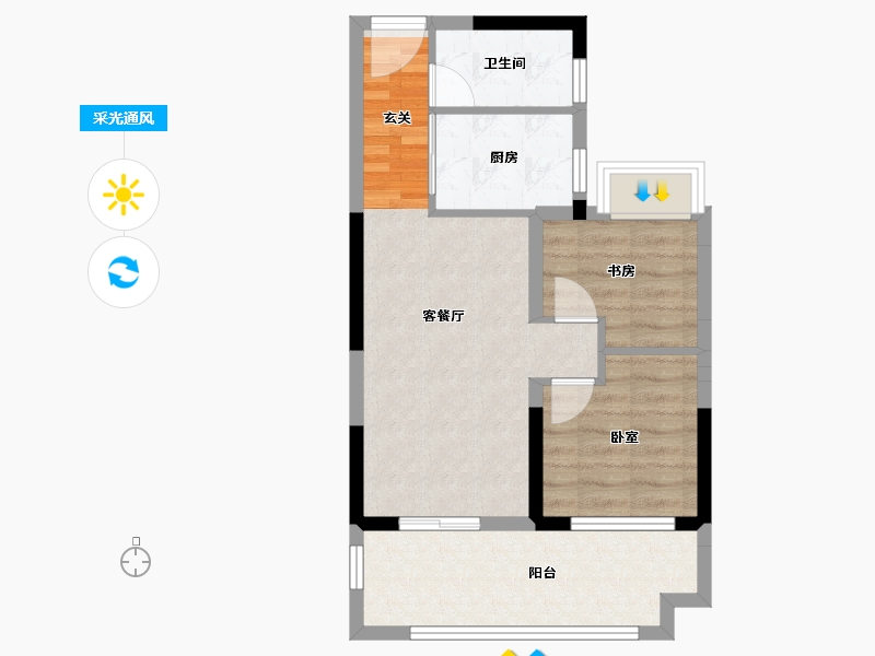 湖北省-孝感市-金辉城-55.86-户型库-采光通风