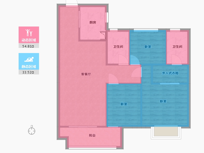 湖南省-常德市-金科美的·柳叶和园-79.90-户型库-动静分区