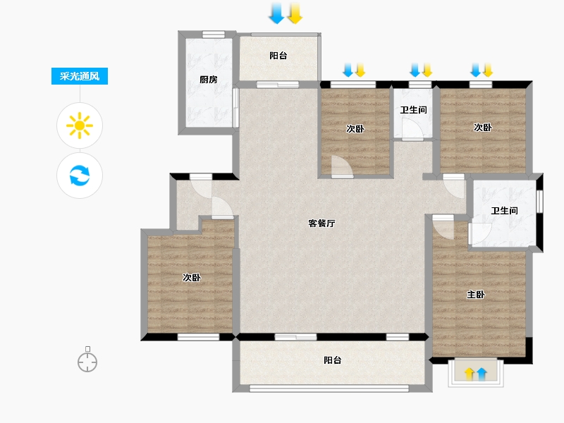 山东省-临沂市-元沃·御景苑-127.06-户型库-采光通风