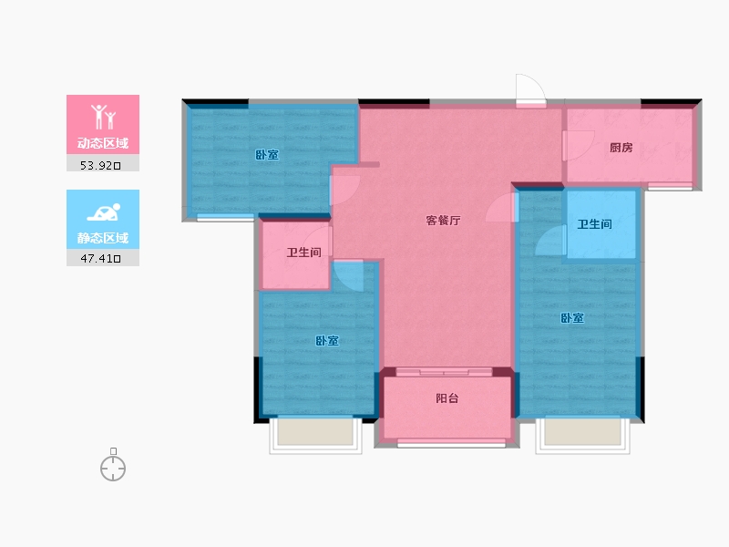 河南省-许昌市-襄城瑞贝卡新天下-91.00-户型库-动静分区