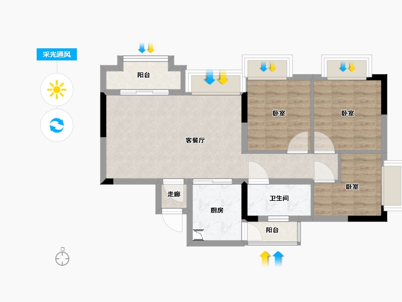 广东省-广州市-雅居乐万科热橙-67.00-户型库-采光通风