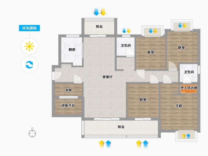 湖南省-湘潭市-大汉龍雲臺-107.60-户型库-采光通风