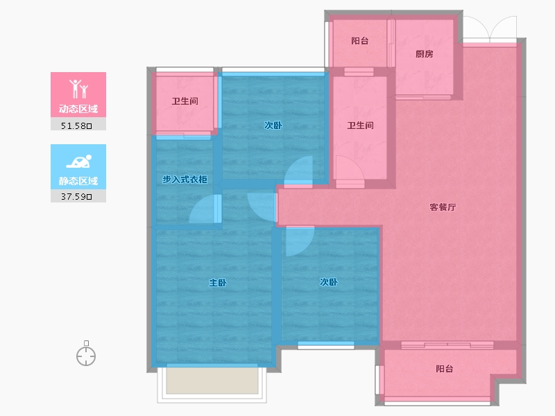 湖南省-株洲市-醴陵亿都时光-79.00-户型库-动静分区