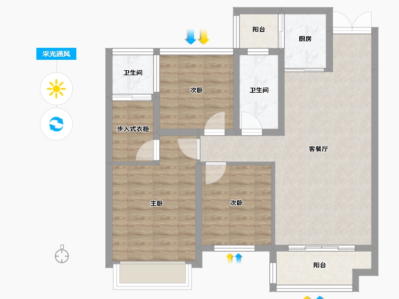 湖南省-株洲市-醴陵亿都时光-79.00-户型库-采光通风