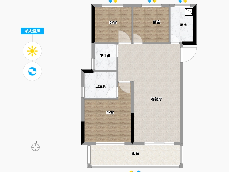 湖北省-黄冈市-义水星城-91.80-户型库-采光通风