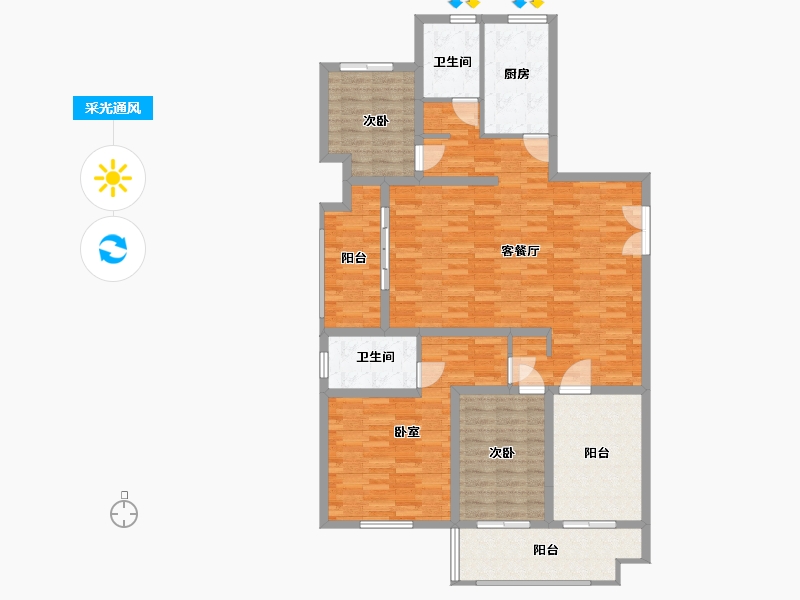 山东省-临沂市-儒辰·掌舵东岸-133.00-户型库-采光通风