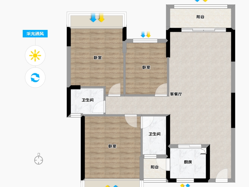 湖北省-襄阳市-玉龙湾公园大道-93.78-户型库-采光通风