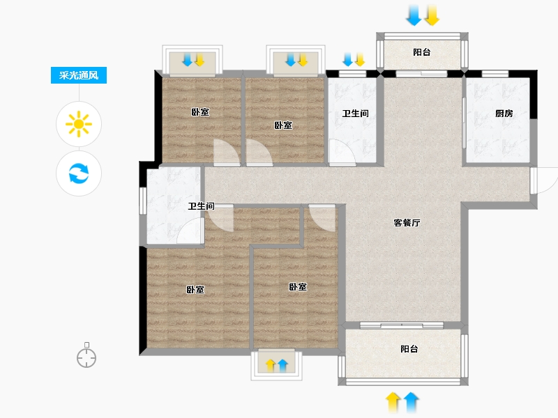 湖北省-黄冈市-信华滨江华庭-110.00-户型库-采光通风