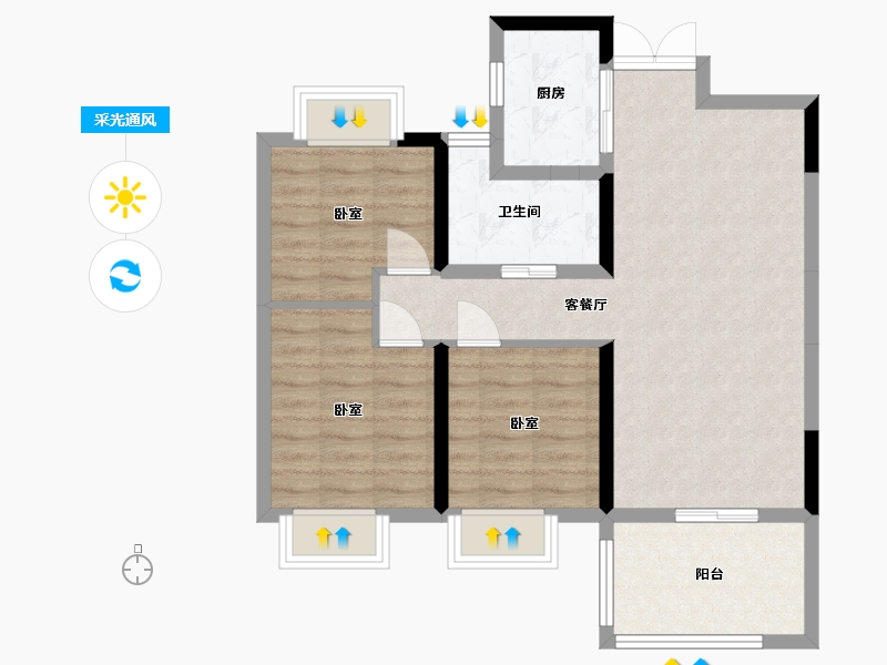 湖北省-宜昌市-一品江山-74.35-户型库-采光通风