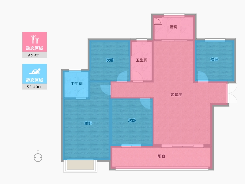 湖南省-株洲市-醴陵亿都时光-105.05-户型库-动静分区