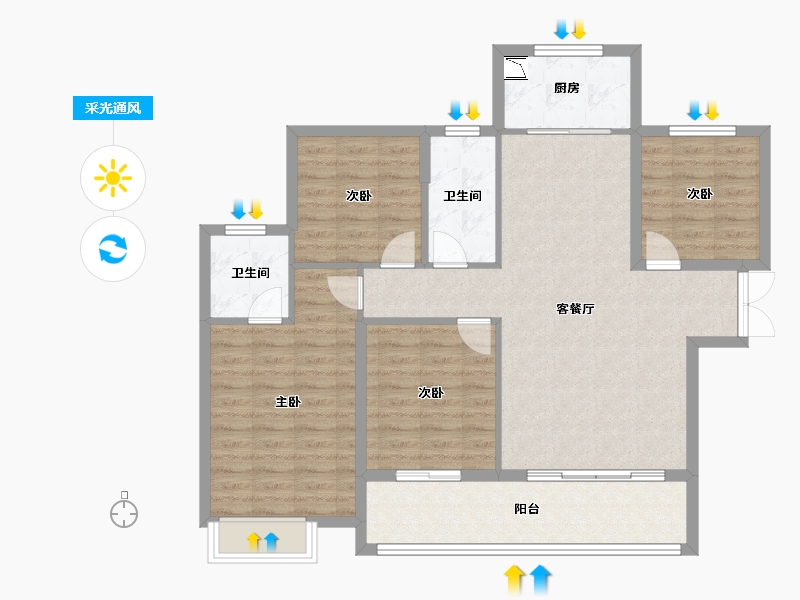 湖南省-株洲市-醴陵亿都时光-105.05-户型库-采光通风