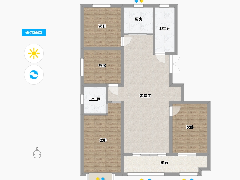 山东省-潍坊市-恒信风華上品-109.34-户型库-采光通风