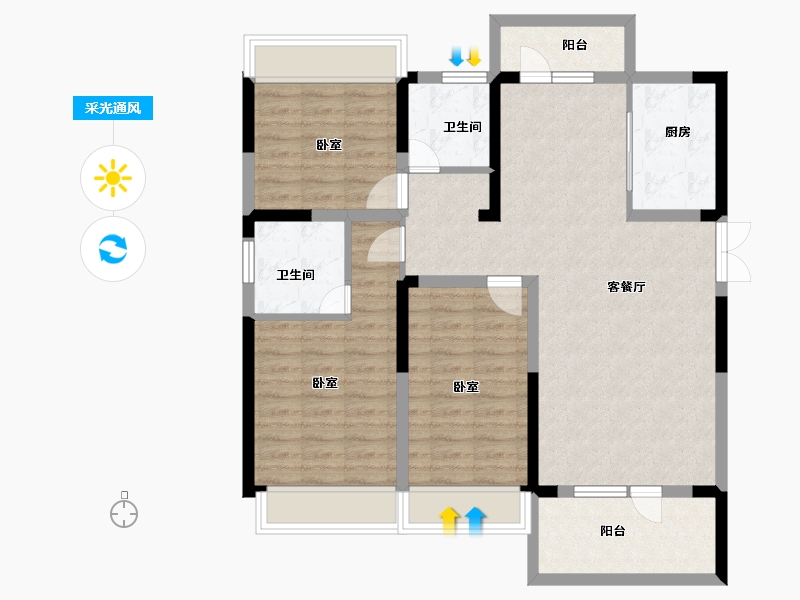 湖北省-黄冈市-菁华园-100.30-户型库-采光通风