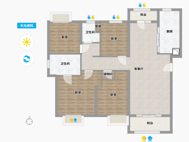 湖北省-武汉市-金地悦江时代-114.00-户型库-采光通风