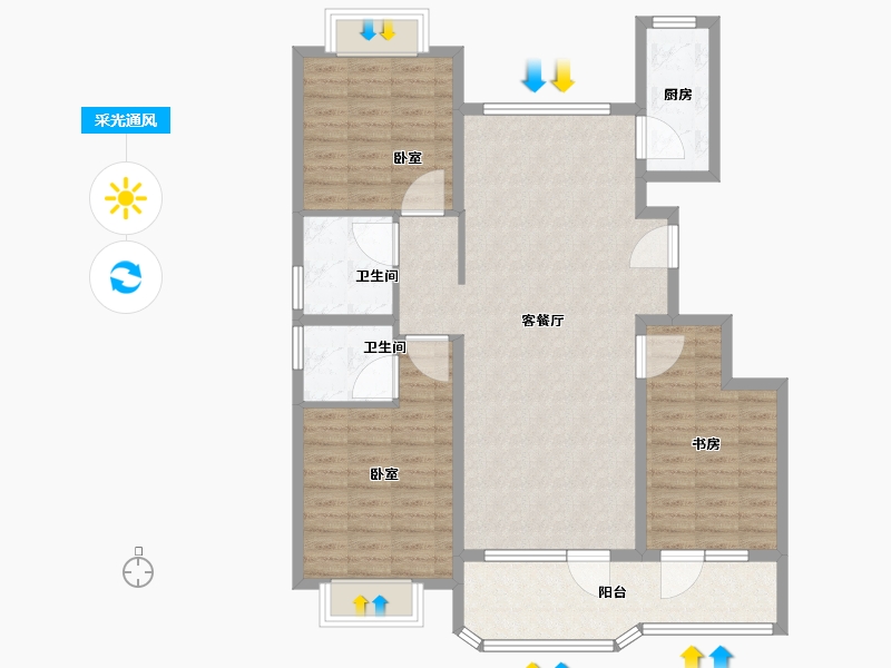 山东省-济宁市-惠民瑞马世家-107.01-户型库-采光通风