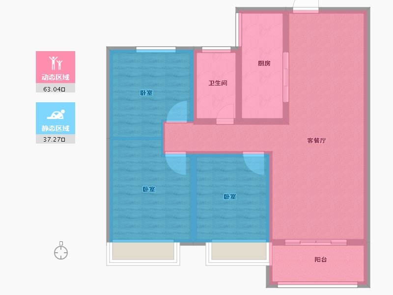 河南省-南阳市-东郡华府-89.70-户型库-动静分区