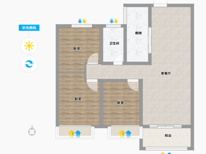 河南省-南阳市-东郡华府-89.70-户型库-采光通风