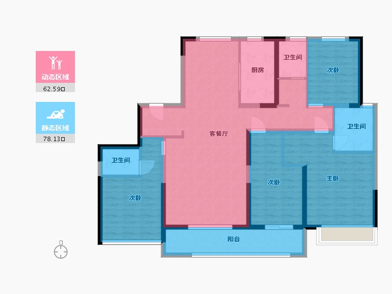 山东省-潍坊市-众成学府生活城-125.99-户型库-动静分区