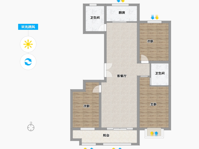 山东省-潍坊市-恒信风華上品-103.79-户型库-采光通风