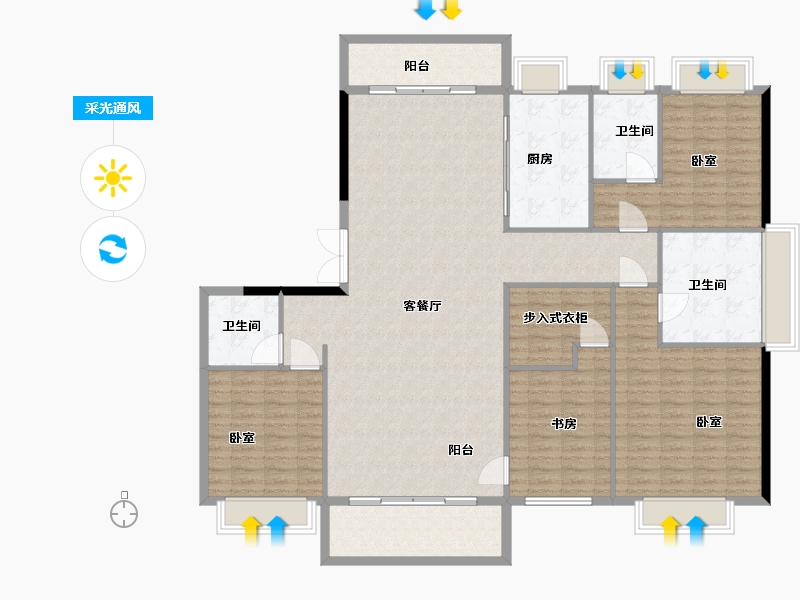 湖北省-武汉市-博译上坤云峯-177.35-户型库-采光通风