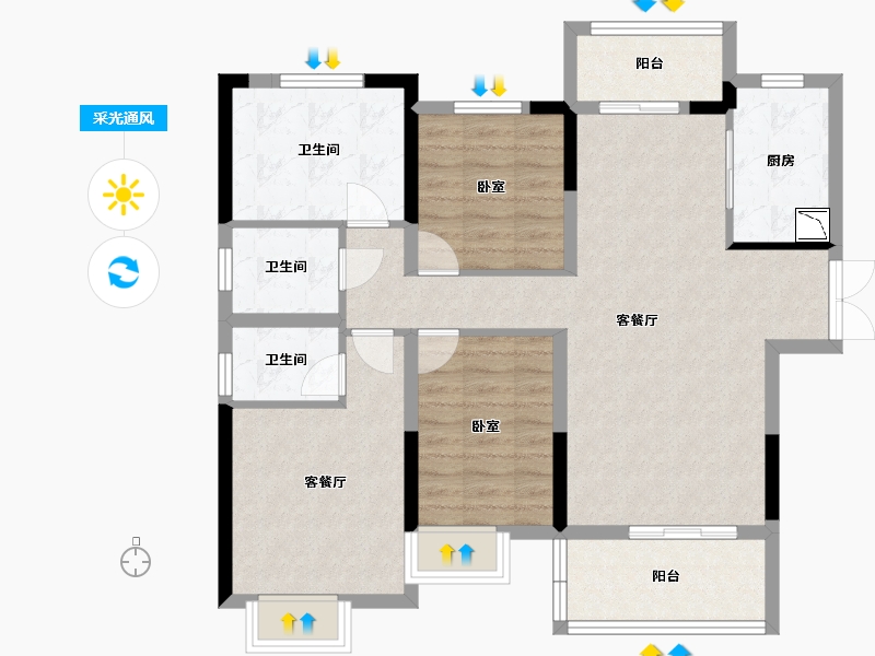 湖北省-宜昌市-一品江山-94.57-户型库-采光通风