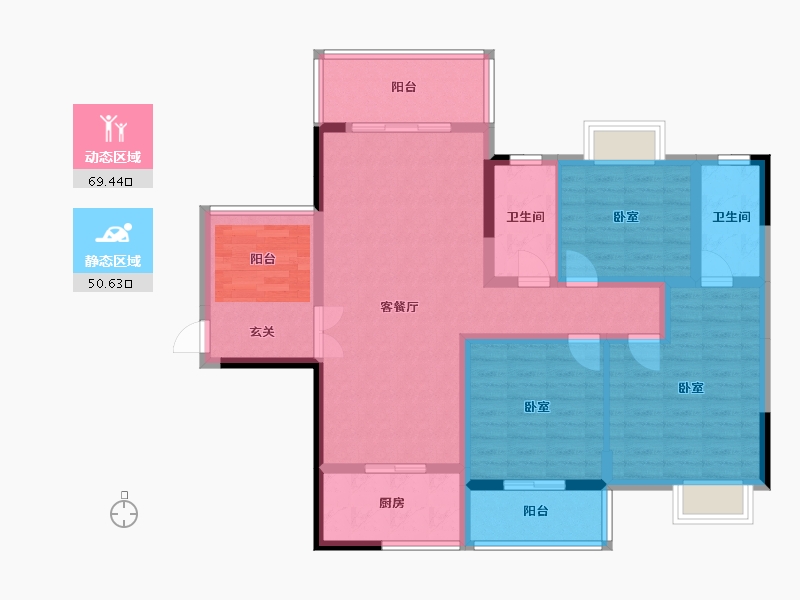 湖南省-湘潭市-银港国际-106.84-户型库-动静分区