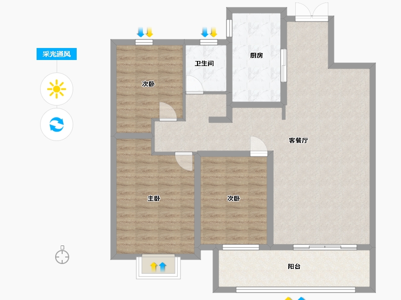 山东省-临沂市-茗筑华庭-103.00-户型库-采光通风