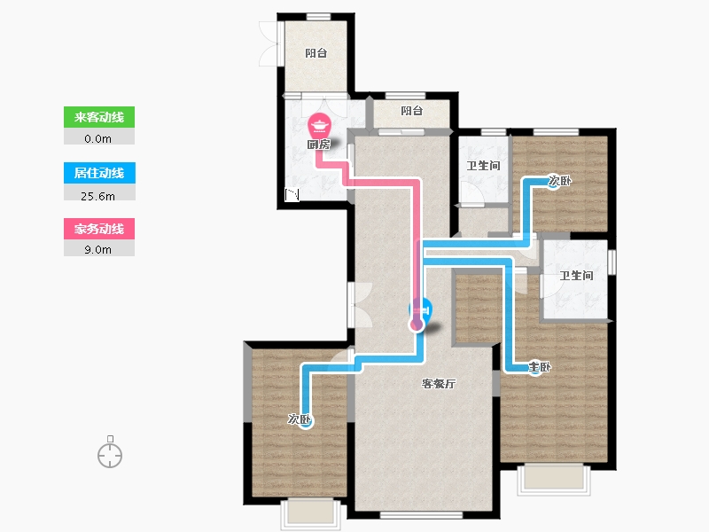 内蒙古自治区-包头市-正翔国际-124.88-户型库-动静线