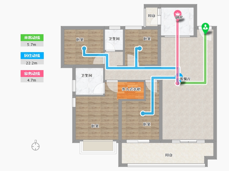 湖北省-荆州市-万森国际广场-105.00-户型库-动静线