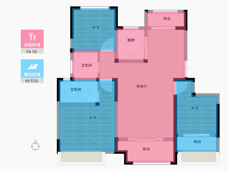 河南省-郑州市-永威梅隆公馆-96.05-户型库-动静分区